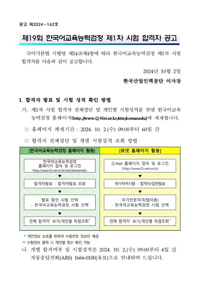 2024년도 제19회 한국어교육능력검정 제1차 시험 합격자 공고_1.jpg